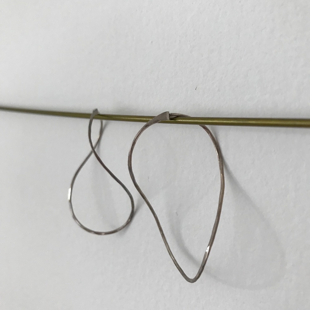 Vintage abstract shape silver hoop earrings